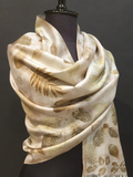 Pashmina blend scarf | Guava & Bael leaves with fern | Naturally dyed