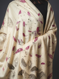 Pashmina Blend Shawl | Guava & Local leaves with marigold petals