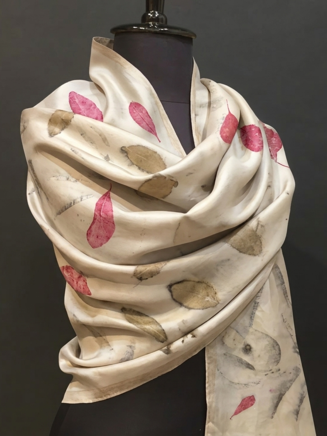 Pashmina blend scarf | Eucalyptus, Guava & Pepal Leaves