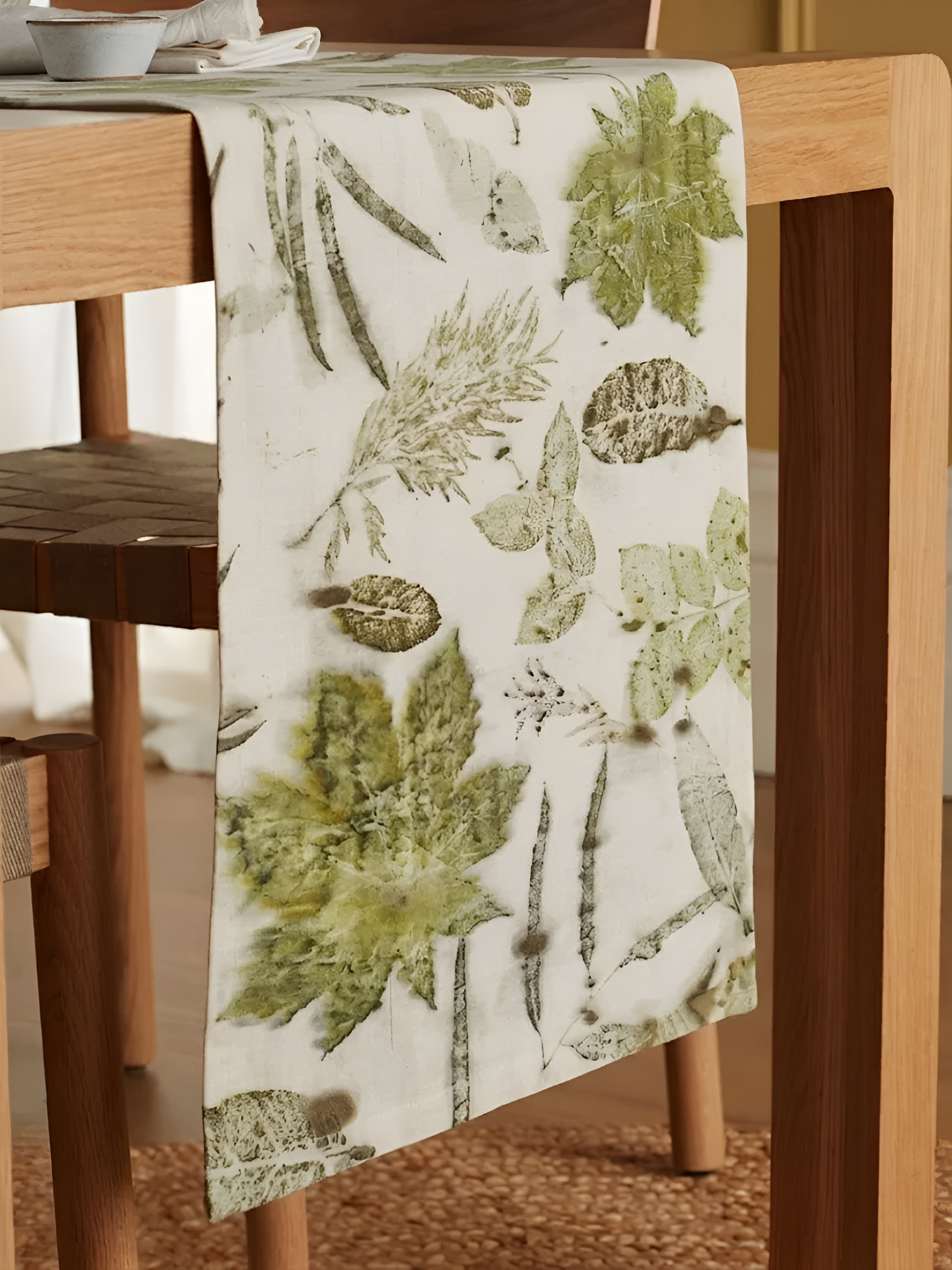 ecoprinted dense table runner