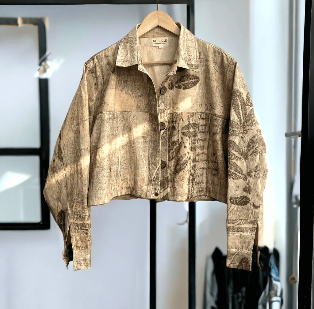 Classic Ecoprinted Oversized Crop Jacket