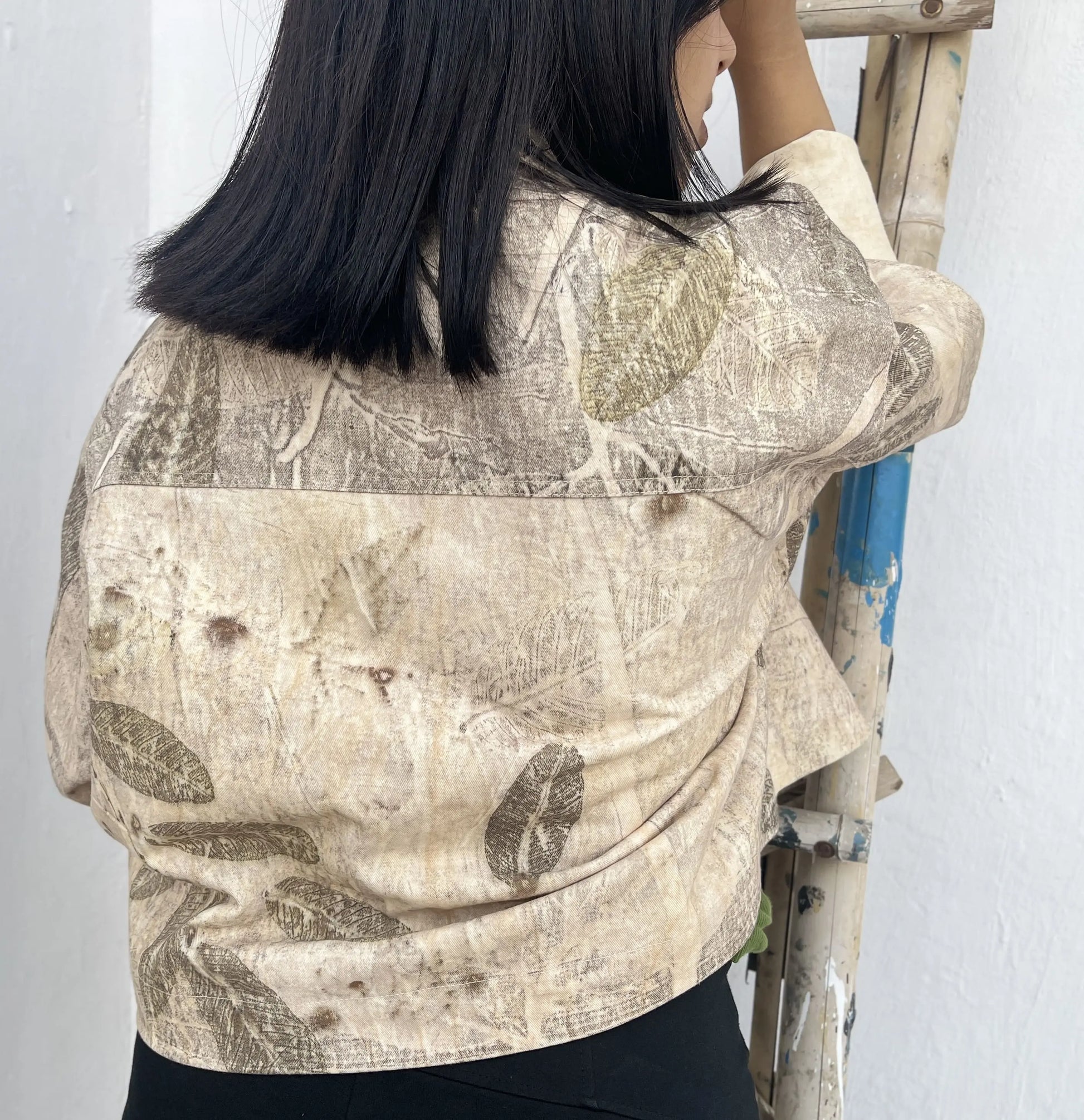 Classic Ecoprinted Oversized Crop Jacket