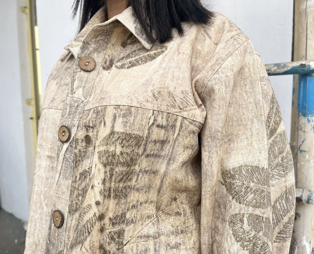 Classic Ecoprinted Oversized Crop Jacket
