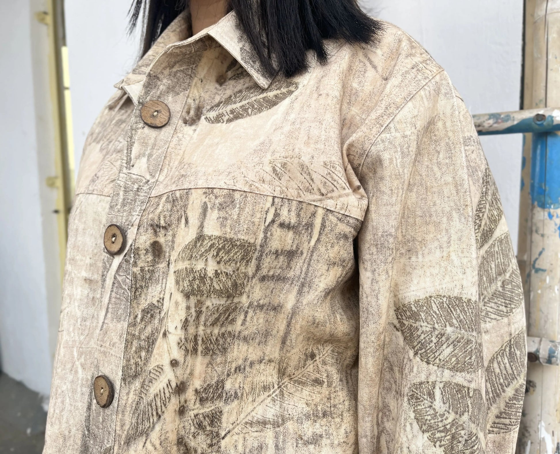 Classic Ecoprinted Oversized Crop Jacket
