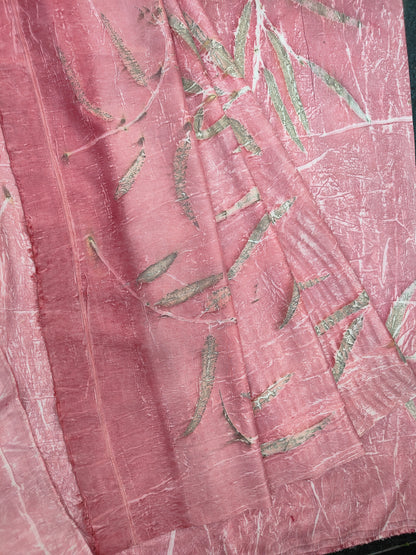 Nature Created Red Pure Silk Saree With Ivory Blouse