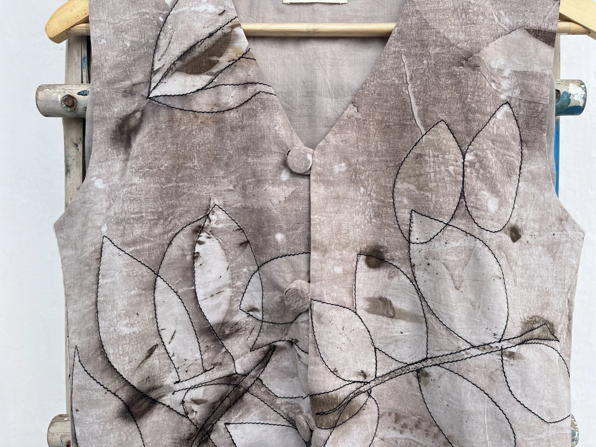 Embroidered Ecoprinted Waistcoat