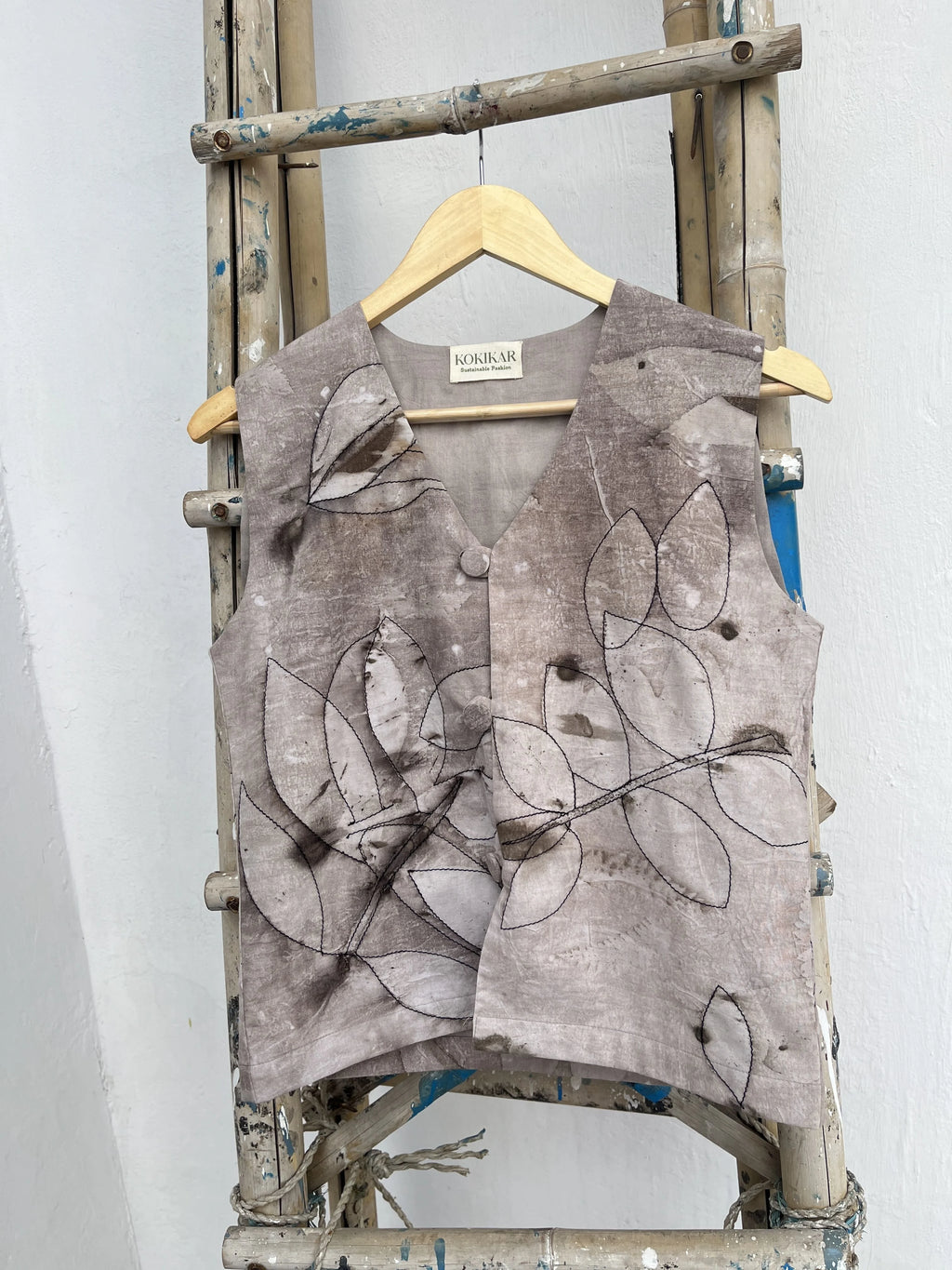 Embroidered Ecoprinted Waistcoat