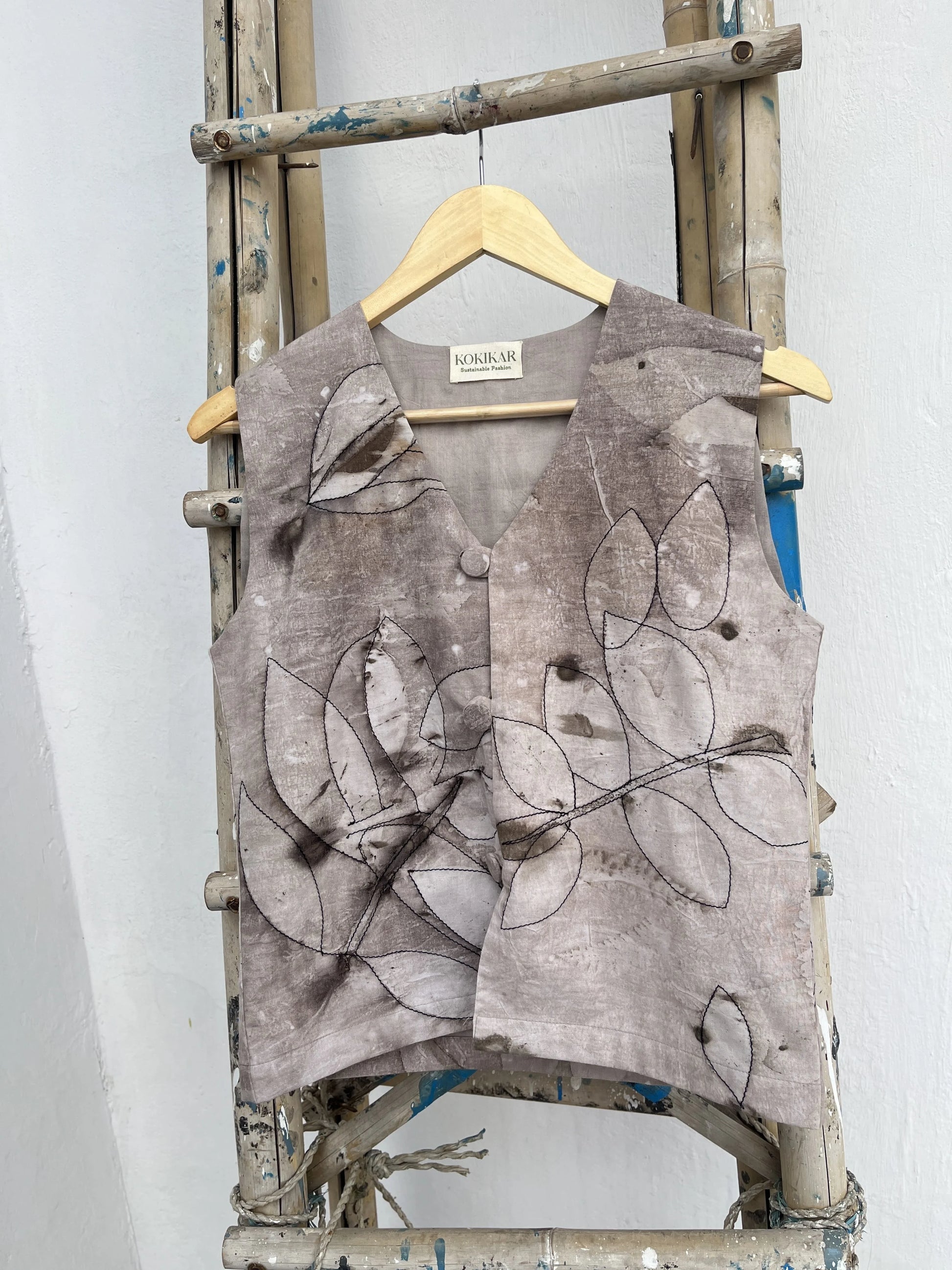 Embroidered Ecoprinted Waistcoat