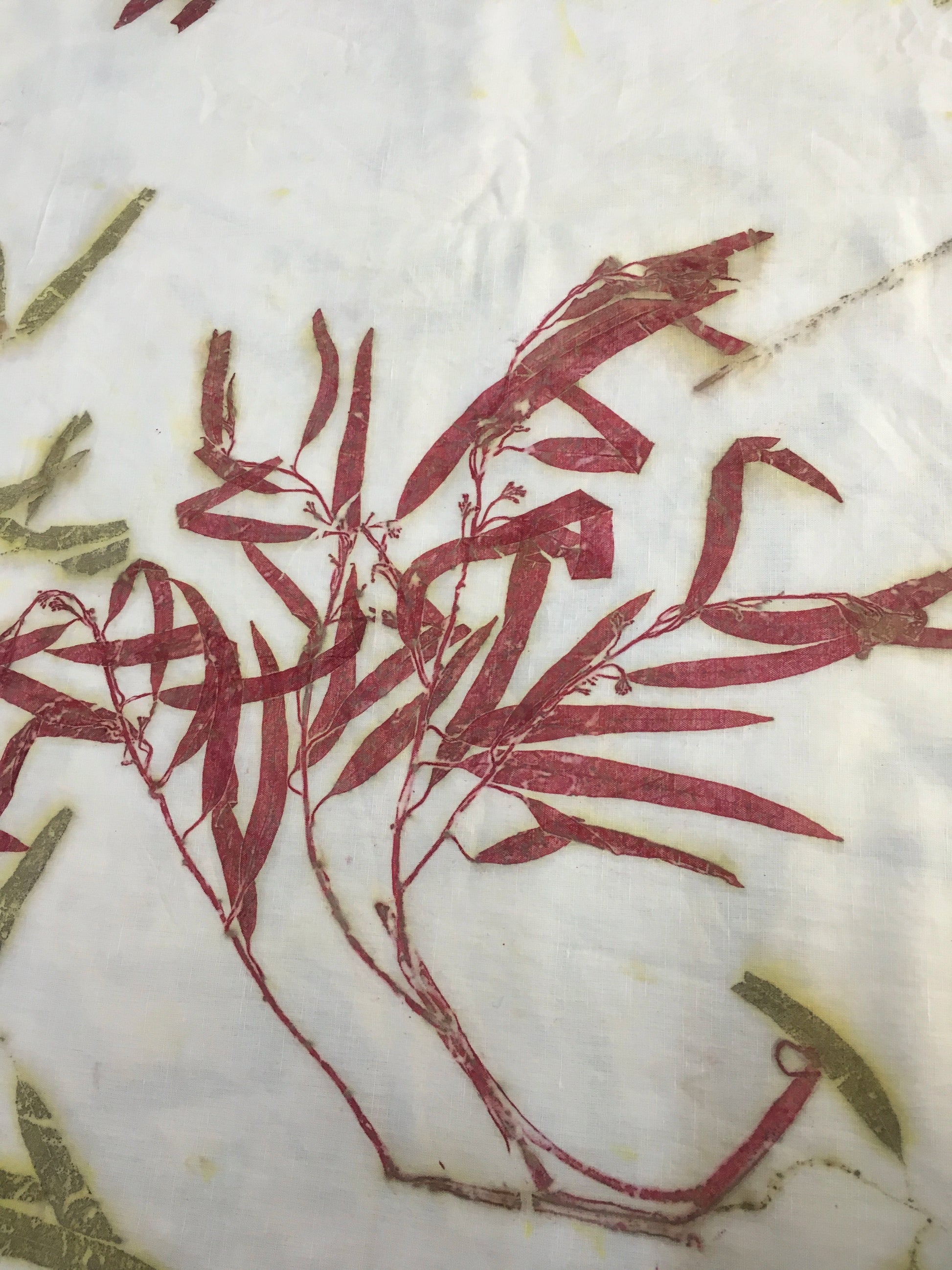 Eucalyptus Linen Handmade Ecoprinted Fabric