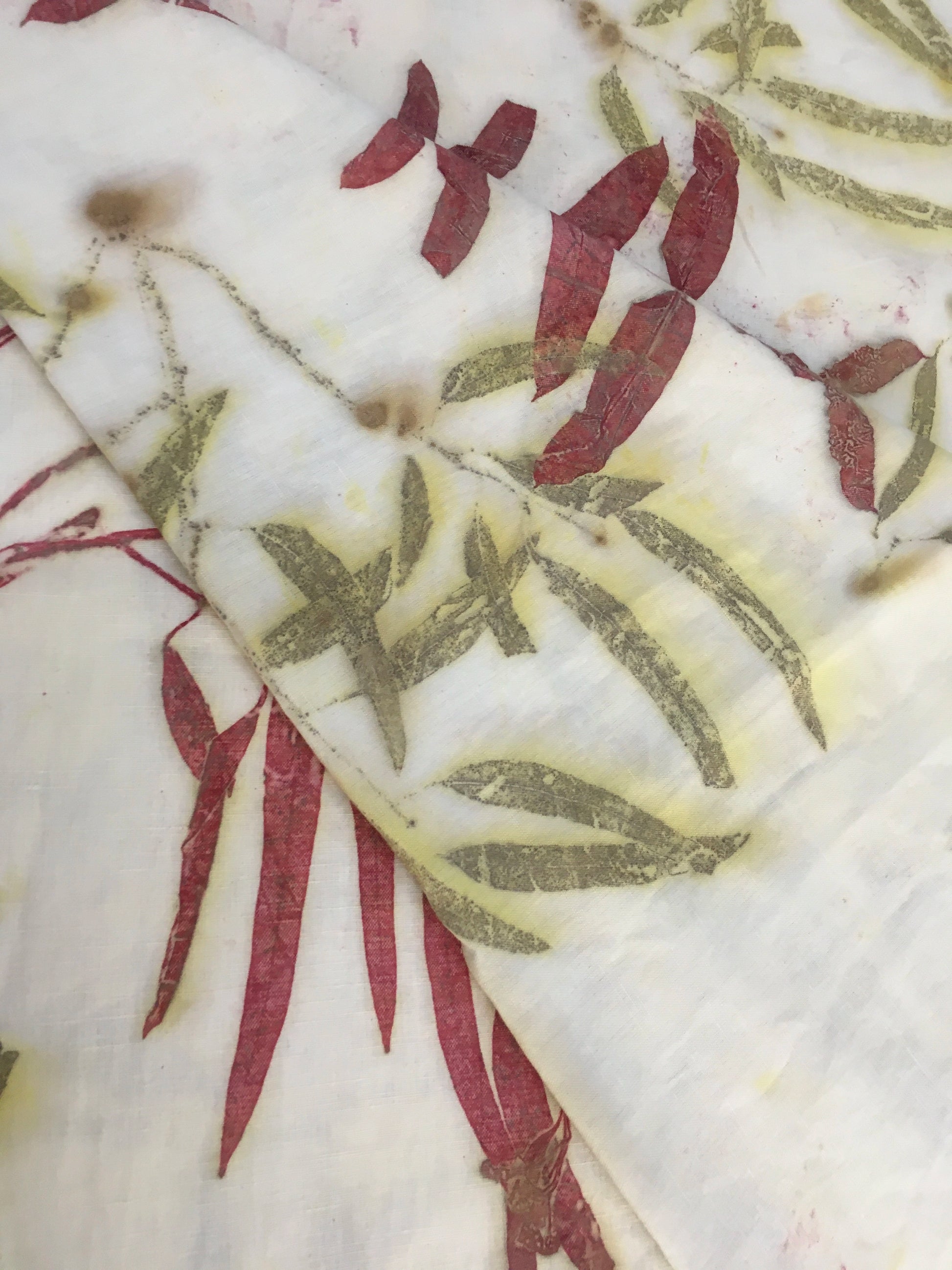 Eucalyptus Linen Handmade Ecoprinted Fabric