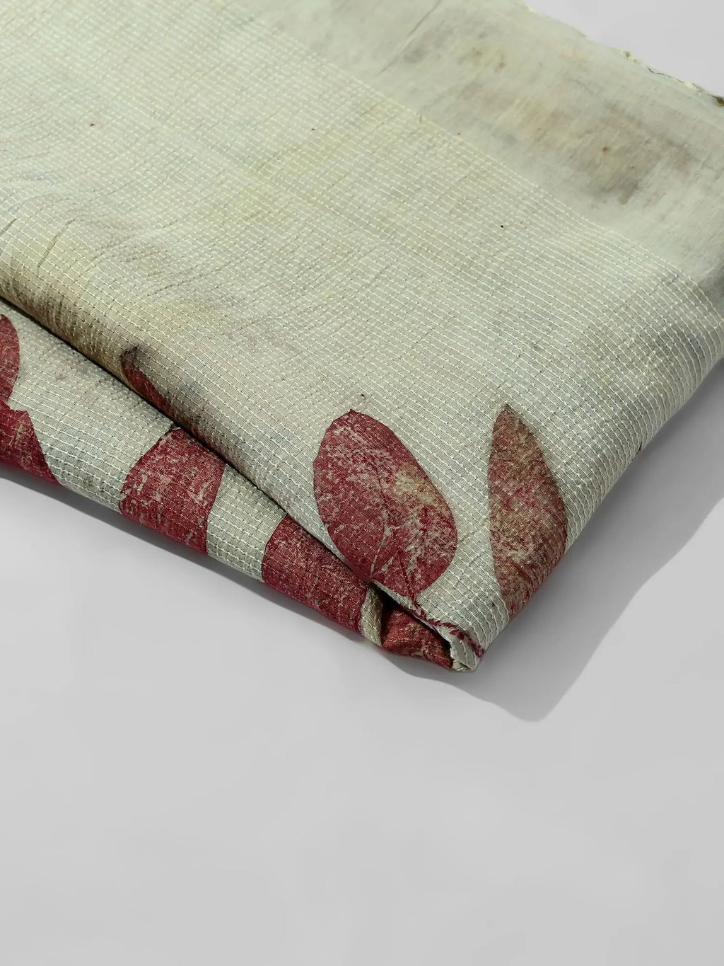 Eucalyptus Madder Ecoprinted  Cotton Saree fold by kokikar