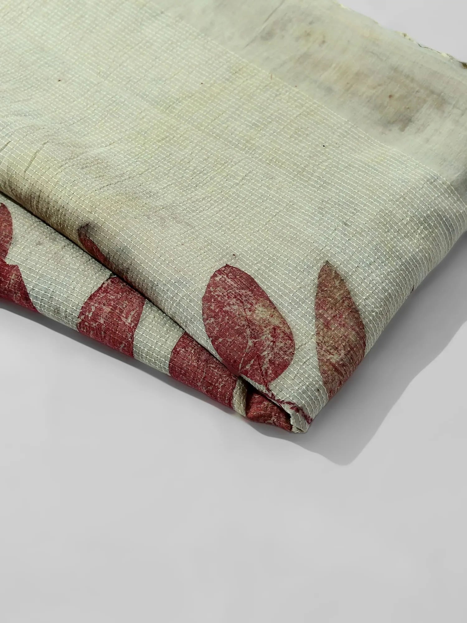 Eucalyptus Madder Ecoprinted  Cotton Saree fold by kokikar