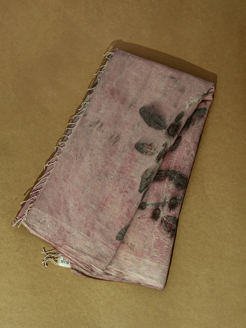 An ecoprinted cotton Pink saree