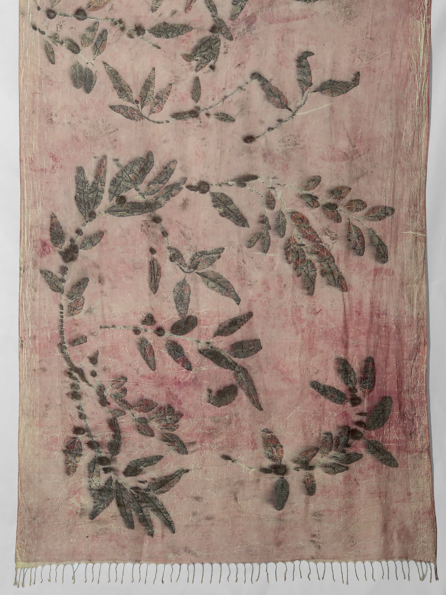 Pallu of saree ecoprinted with eucalyptus