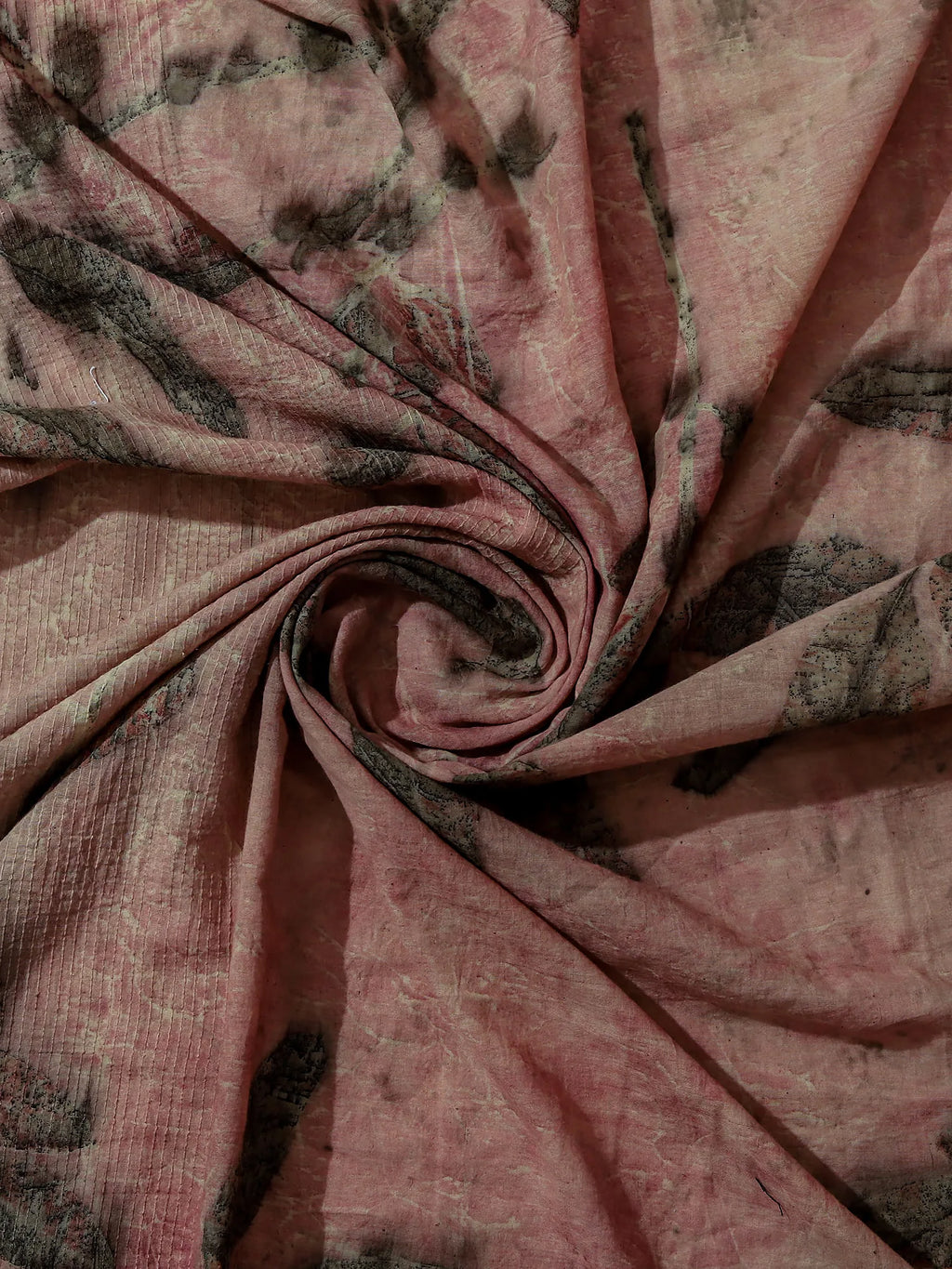 Round view of Eucalyptus Ecoprinted Mist Mulmul Cotton Saree kokikar