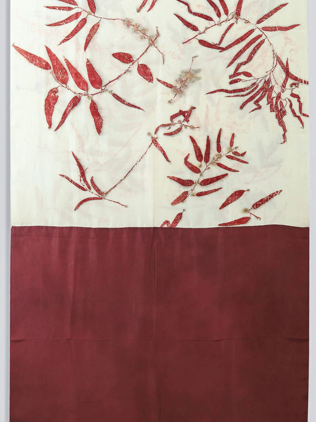 Eucalyptus Ecoprinted Pure Silk Saree with madder blouse piece