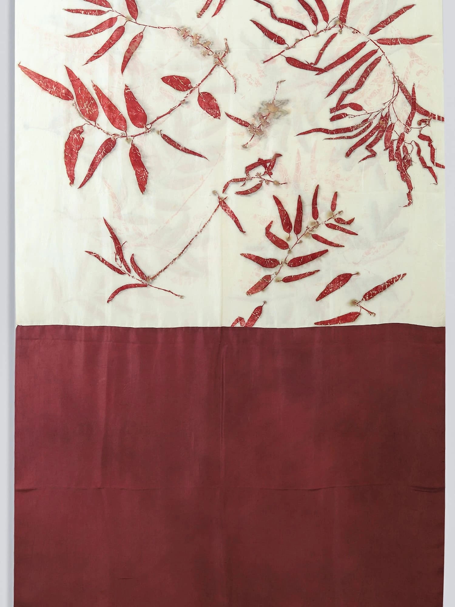Eucalyptus Ecoprinted Pure Silk Saree with madder blouse piece