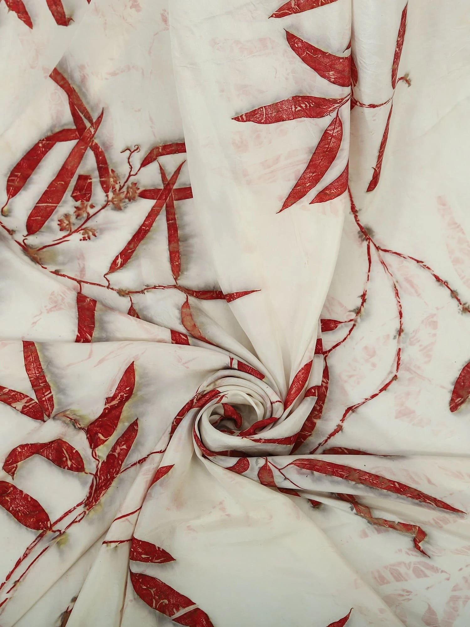 Eucalyptus Ecoprinted Pure Silk Saree round upper view