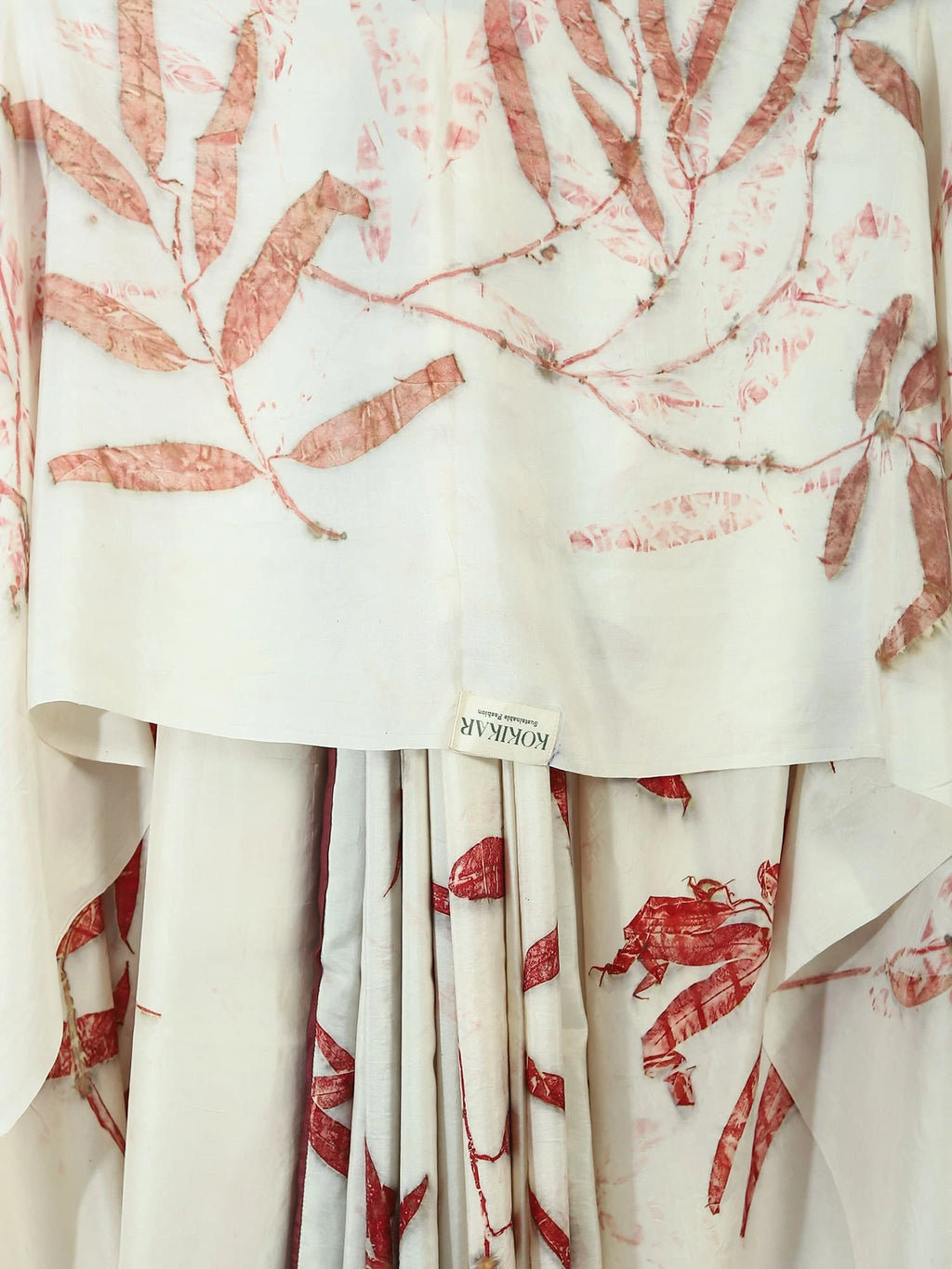 Eucalyptus Ecoprinted Pure Silk Saree on the wall