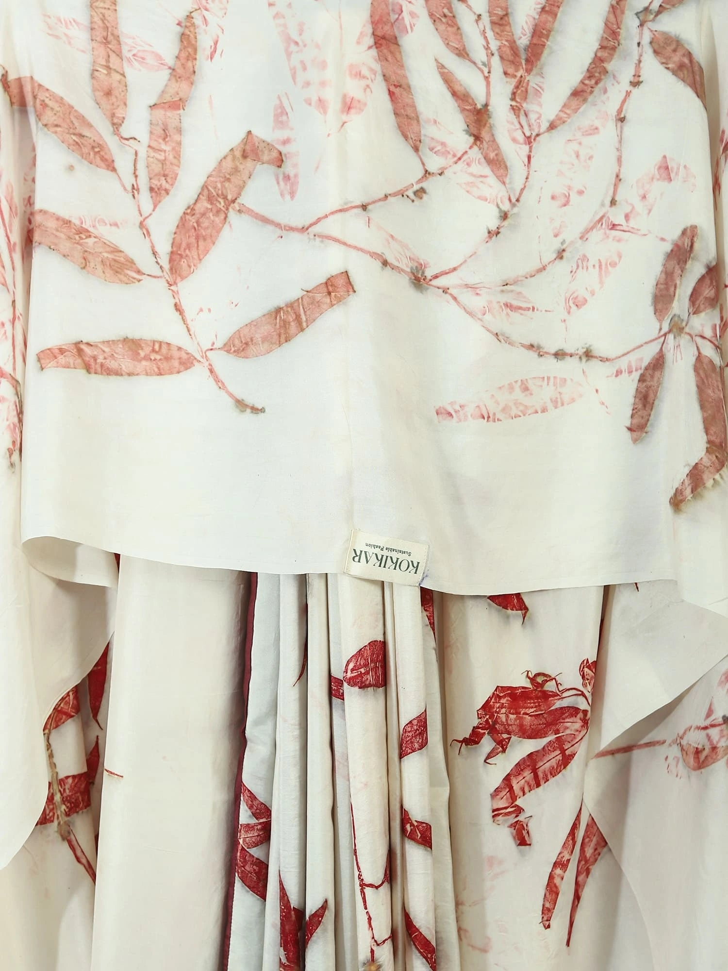 Eucalyptus Ecoprinted Pure Silk Saree on the wall
