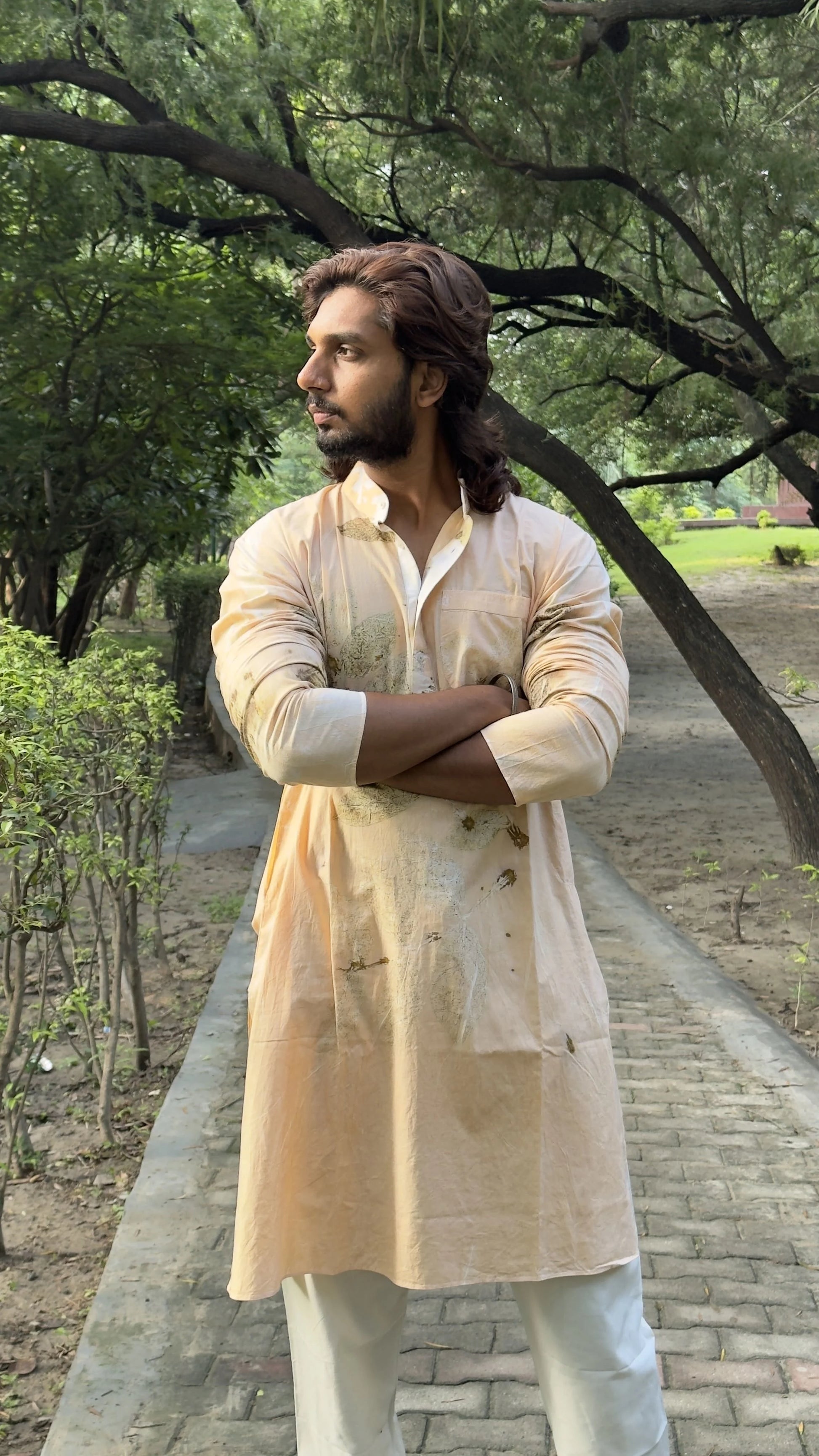Floral Ecoprinted Men's Cotton Regular Fit Kurta kokikar 