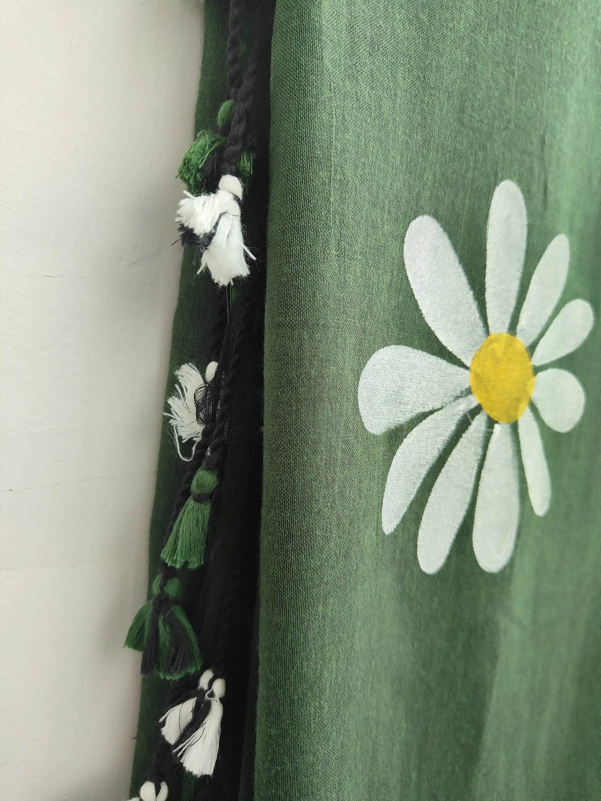 side view of White Florika Hand Painted Cotton Saree kokikar