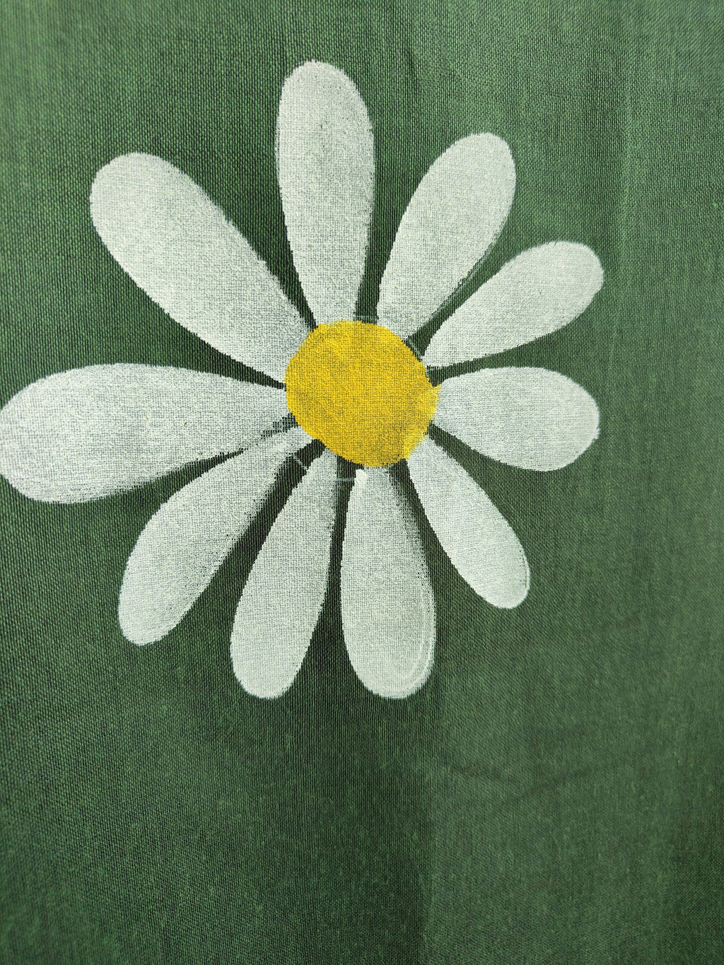 White daisy with a yellow center on a green background kokikar