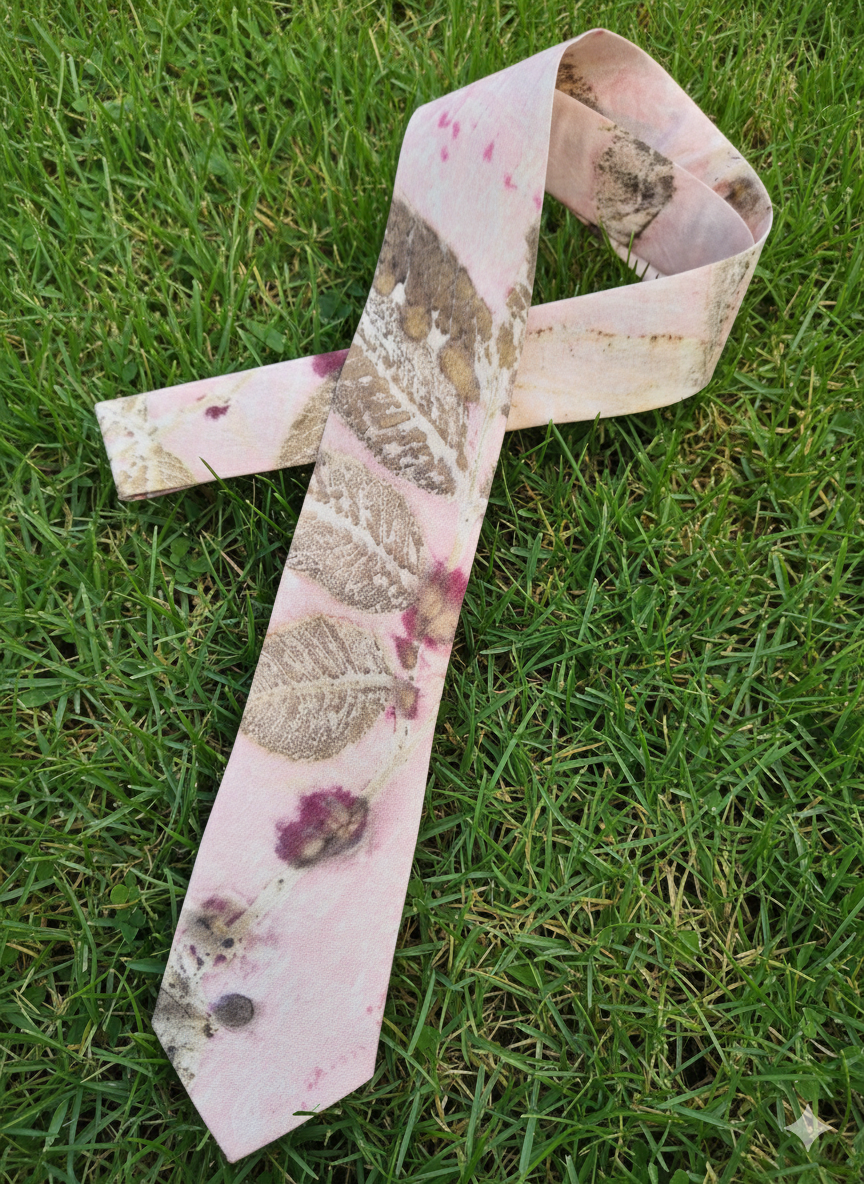 Floral patterned silk tie on grass