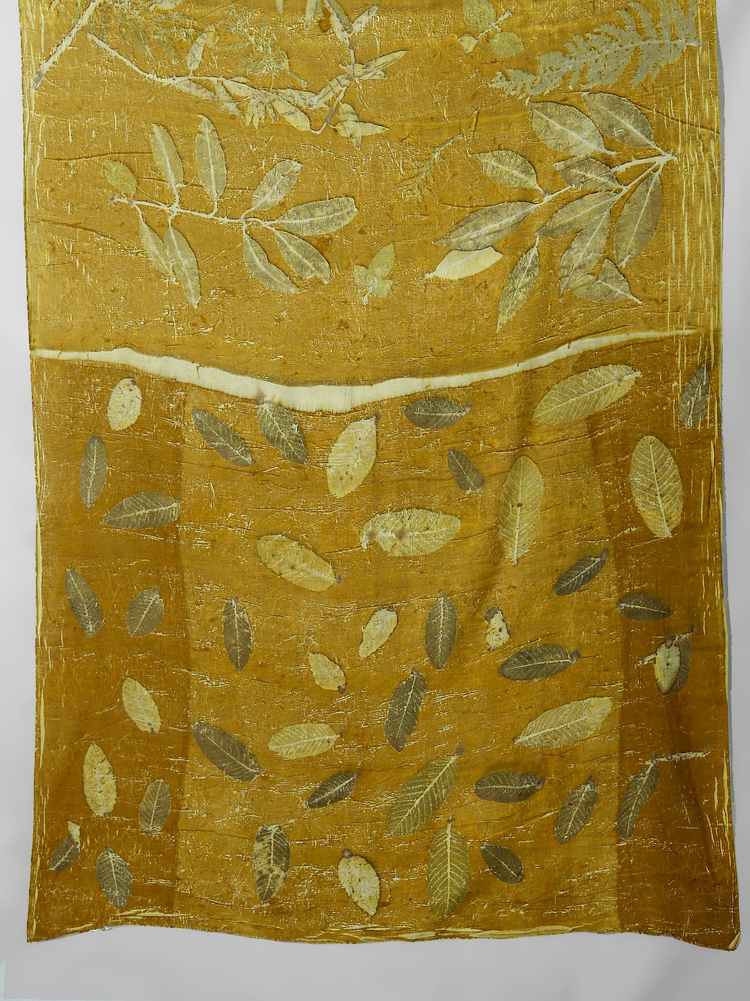 Blouse piece of saree ecoprinted with jamun & guava leaves