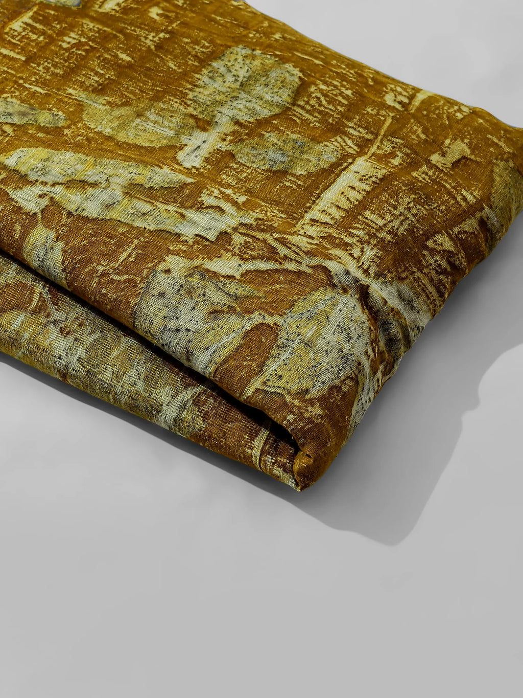 Fold Golden Ecoprinted Eri Silk Saree by kokikar 