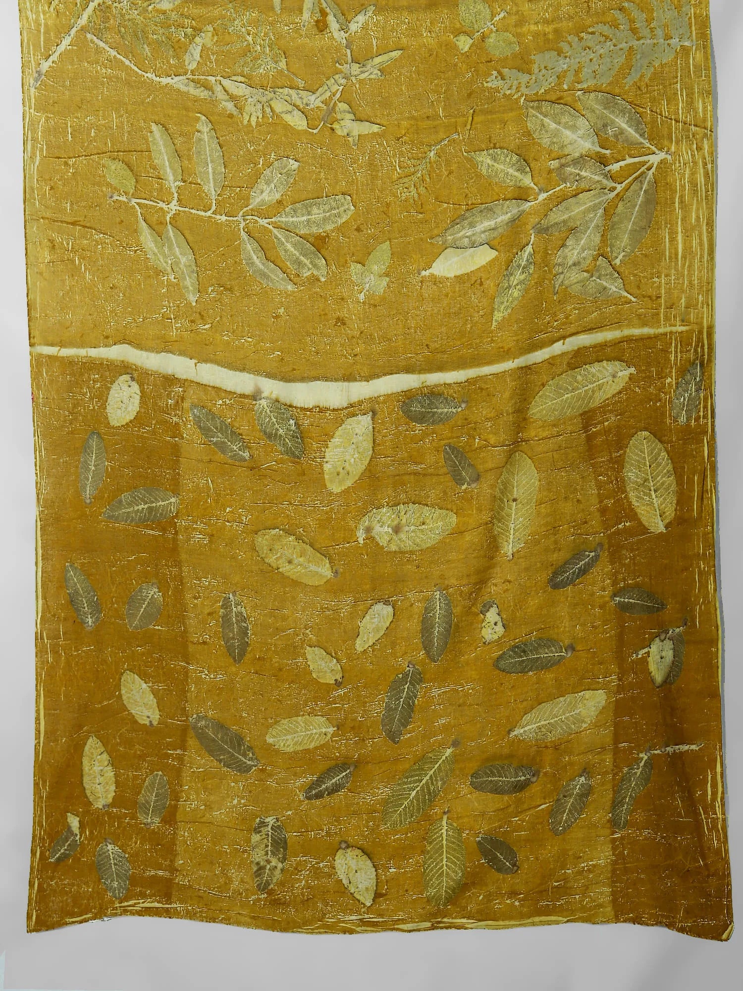 Corner of Golden Ecoprinted Eri Silk Saree by kokikar 