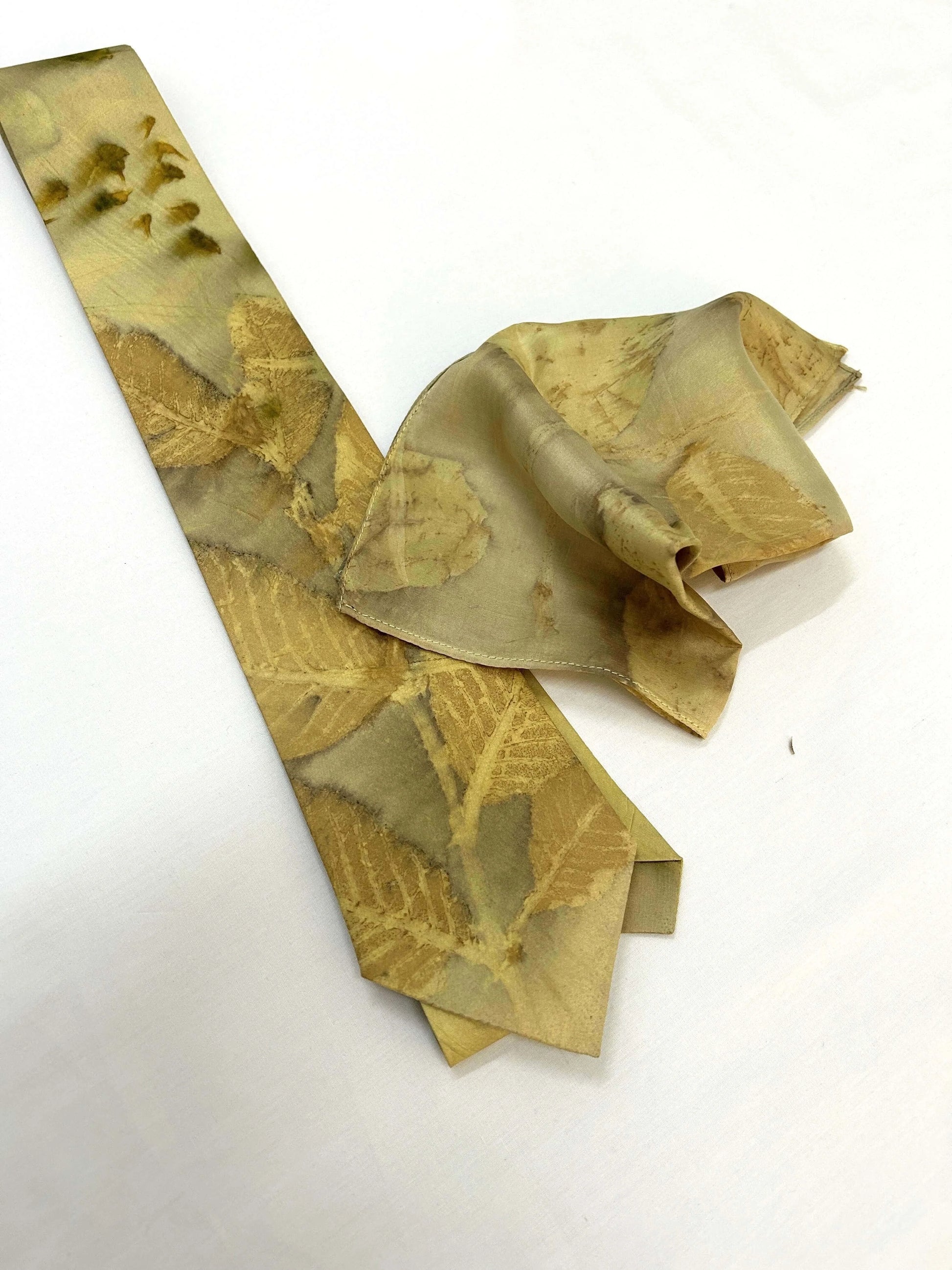 Handel Symphony Ecoprinted Pure Silk Tie and Pocket Square
