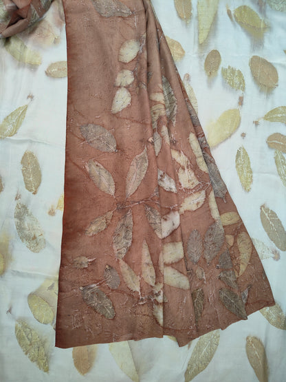 Mocha Mousse Seasonal Leaf Brown Saree