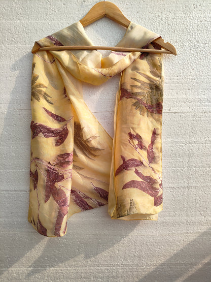 Beige Eucalyptus Pure Silk Scarf