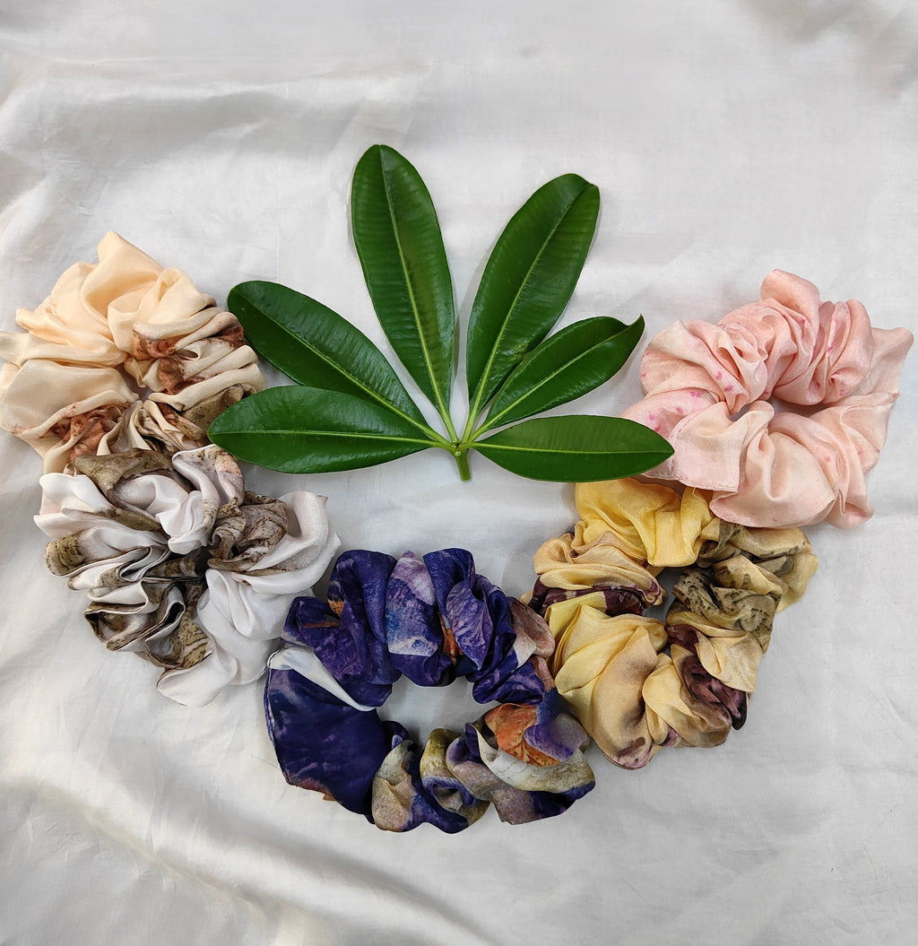 Sunbeam Loop Ecoprinted Silk Scrunchies