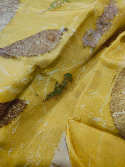 Marigold Trails Pure Silk Fabric