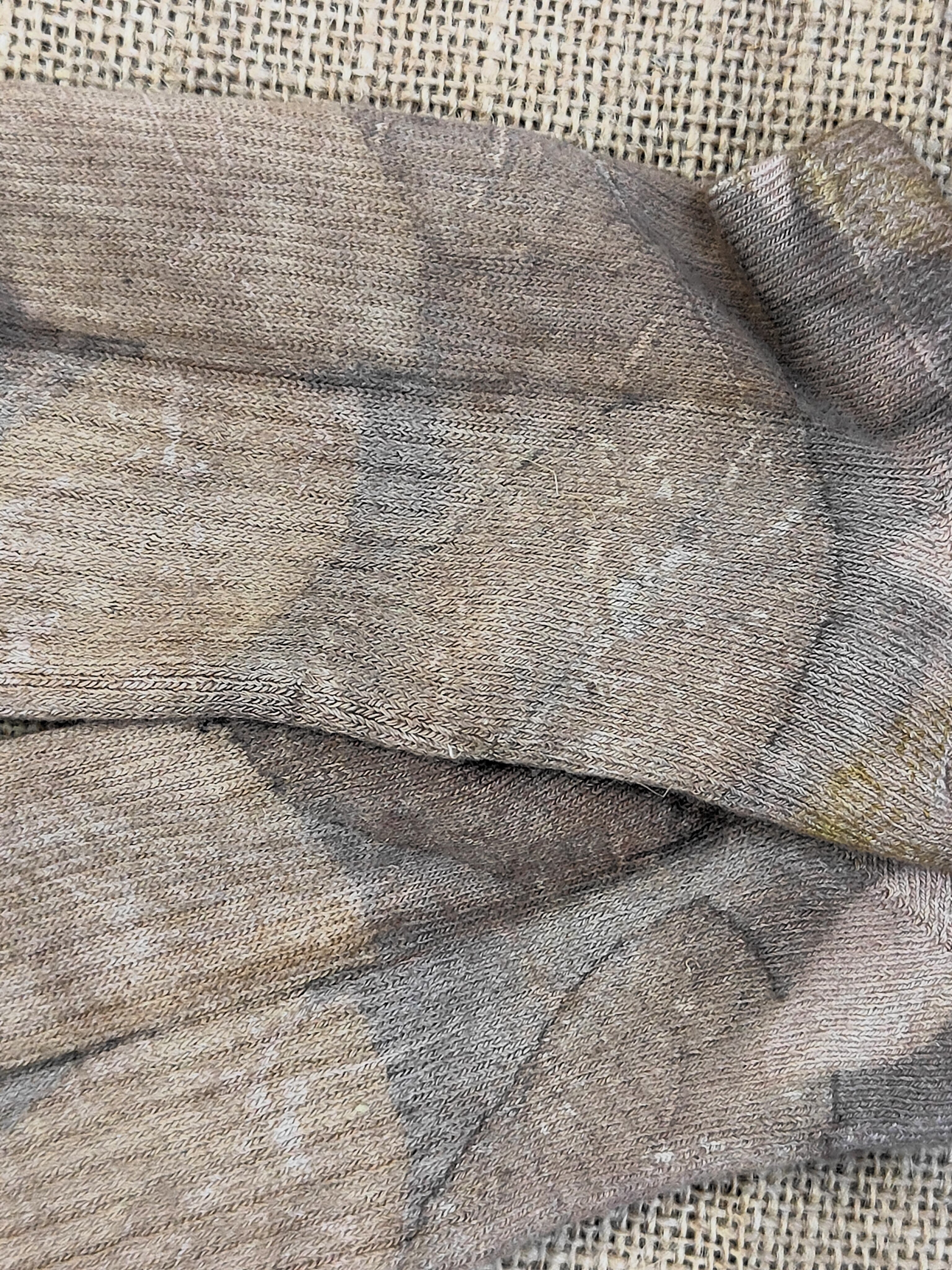 Close up of Mocha Ecoprinted Pure Cotton Socks