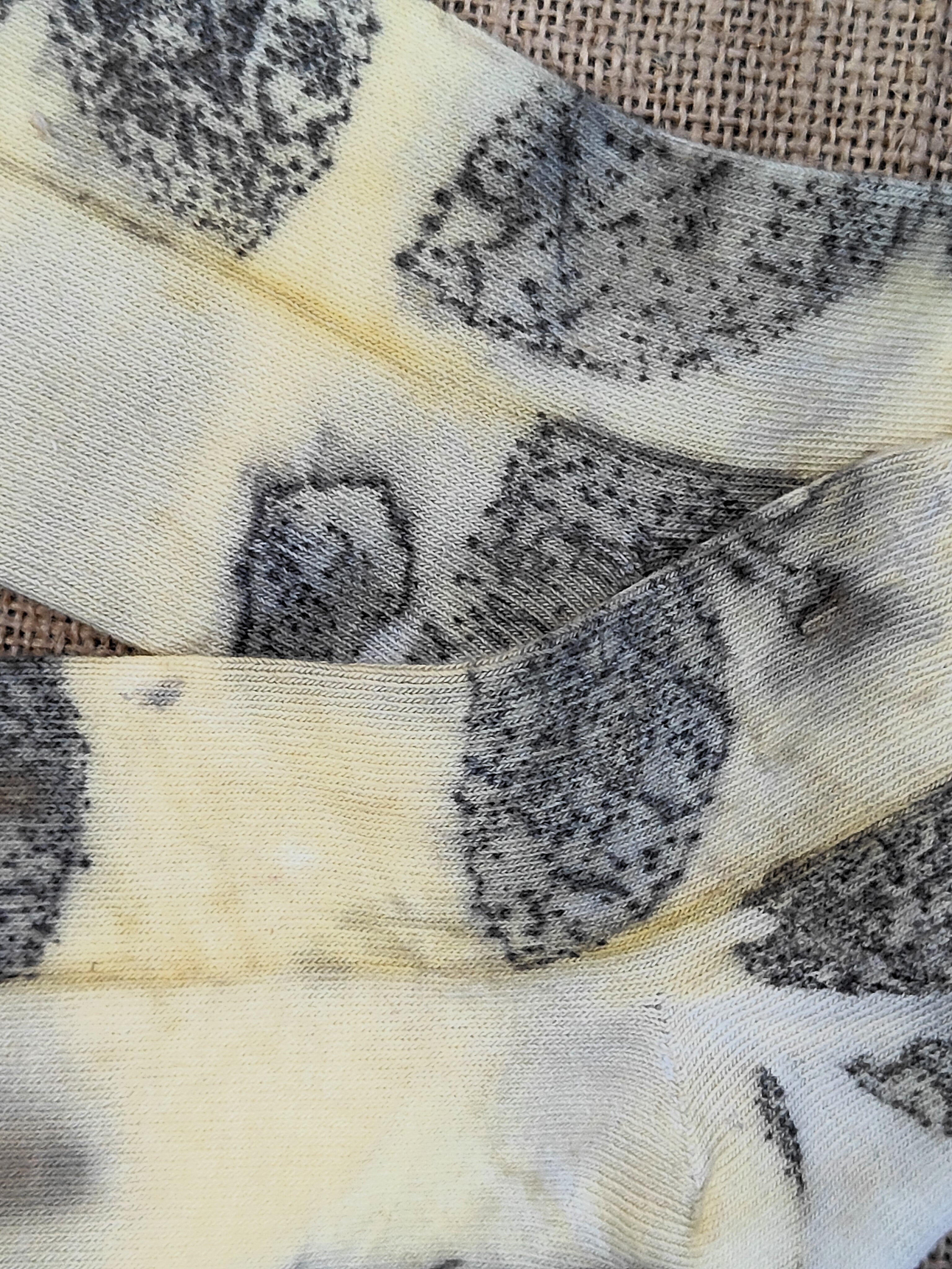 Closeup of Sunny Peel Pure Cotton Ecoprionted Socks of kokikar 