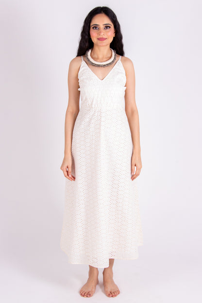 White Schiffli Summer Dress