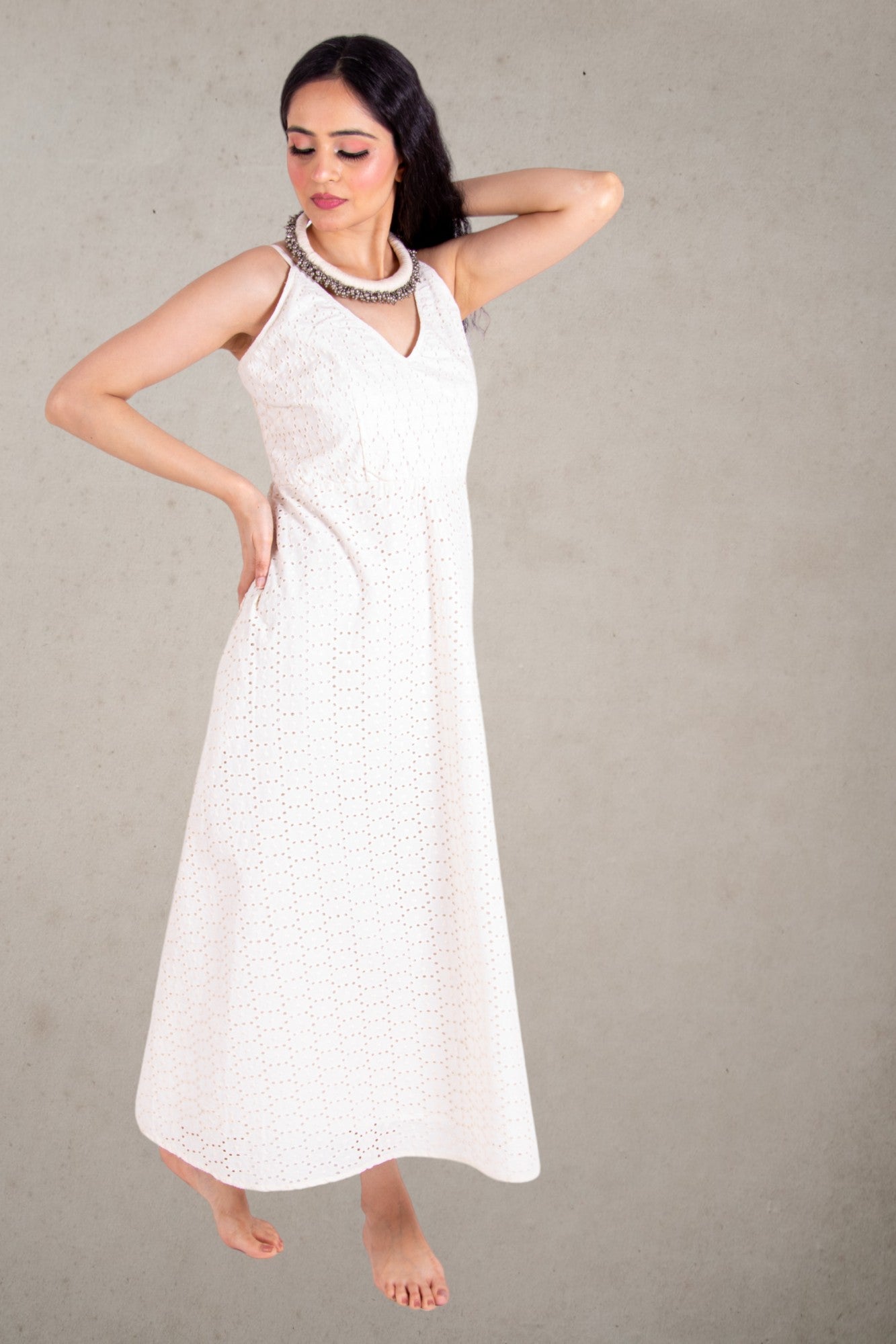 White Schiffli Summer Dress