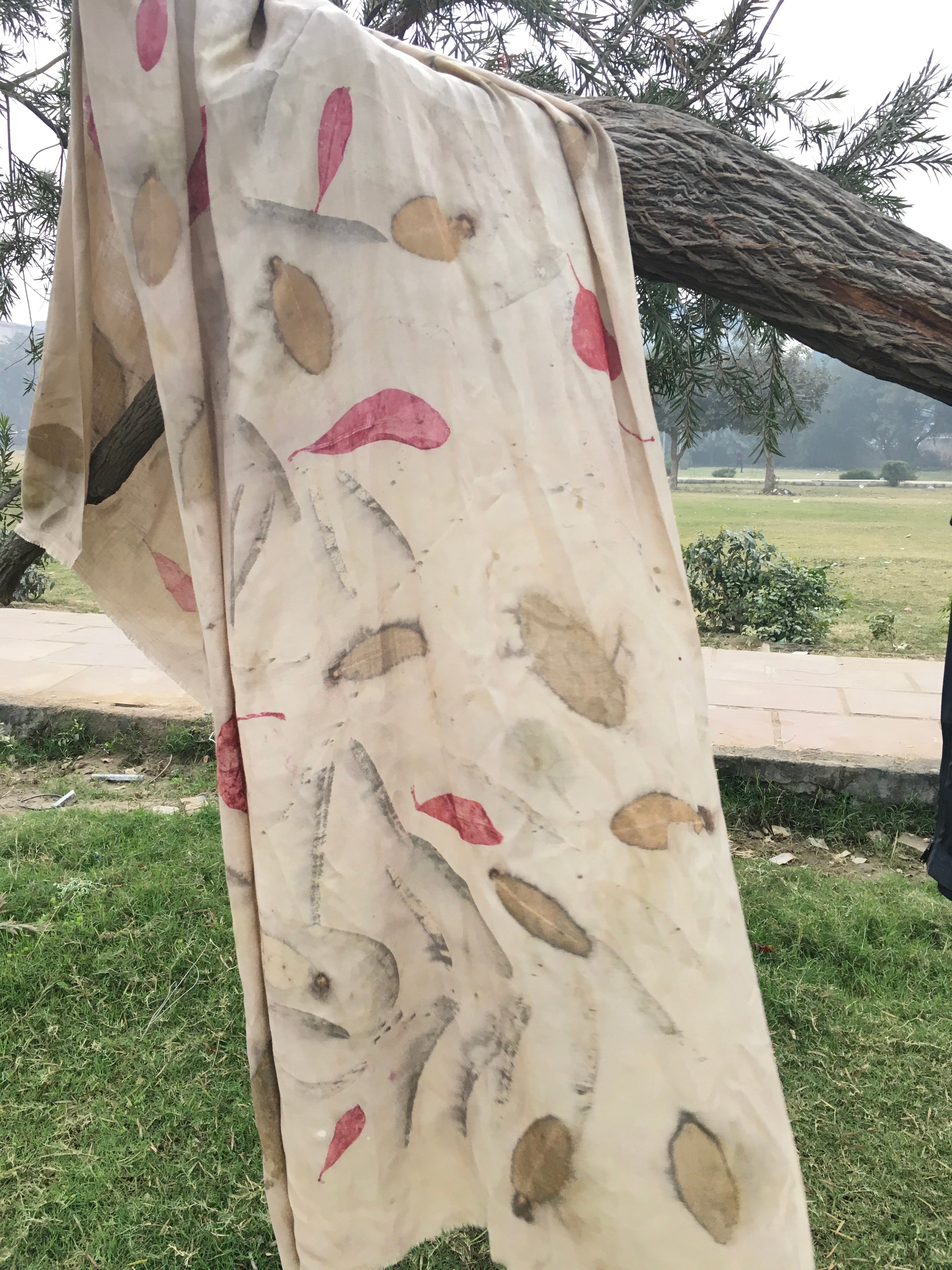 Pashmina scarf | Eucalyptus, Guava & Pepal Leaves