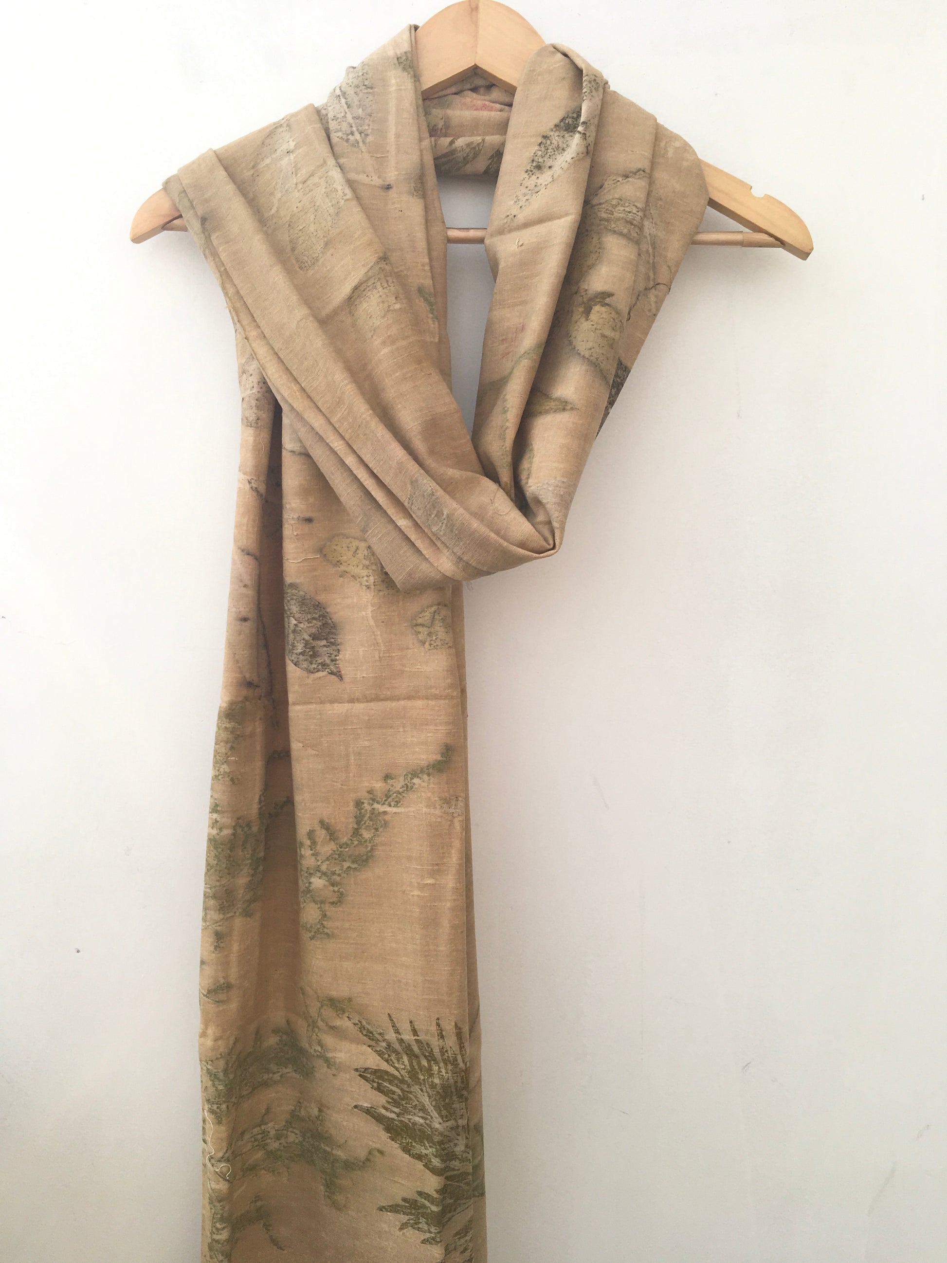 Leaf Mosaic Ahimsa (Eri) Silk Wrap Scarf