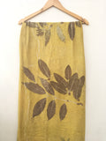 Bright marigold with jamun leaves ahimsa scarf