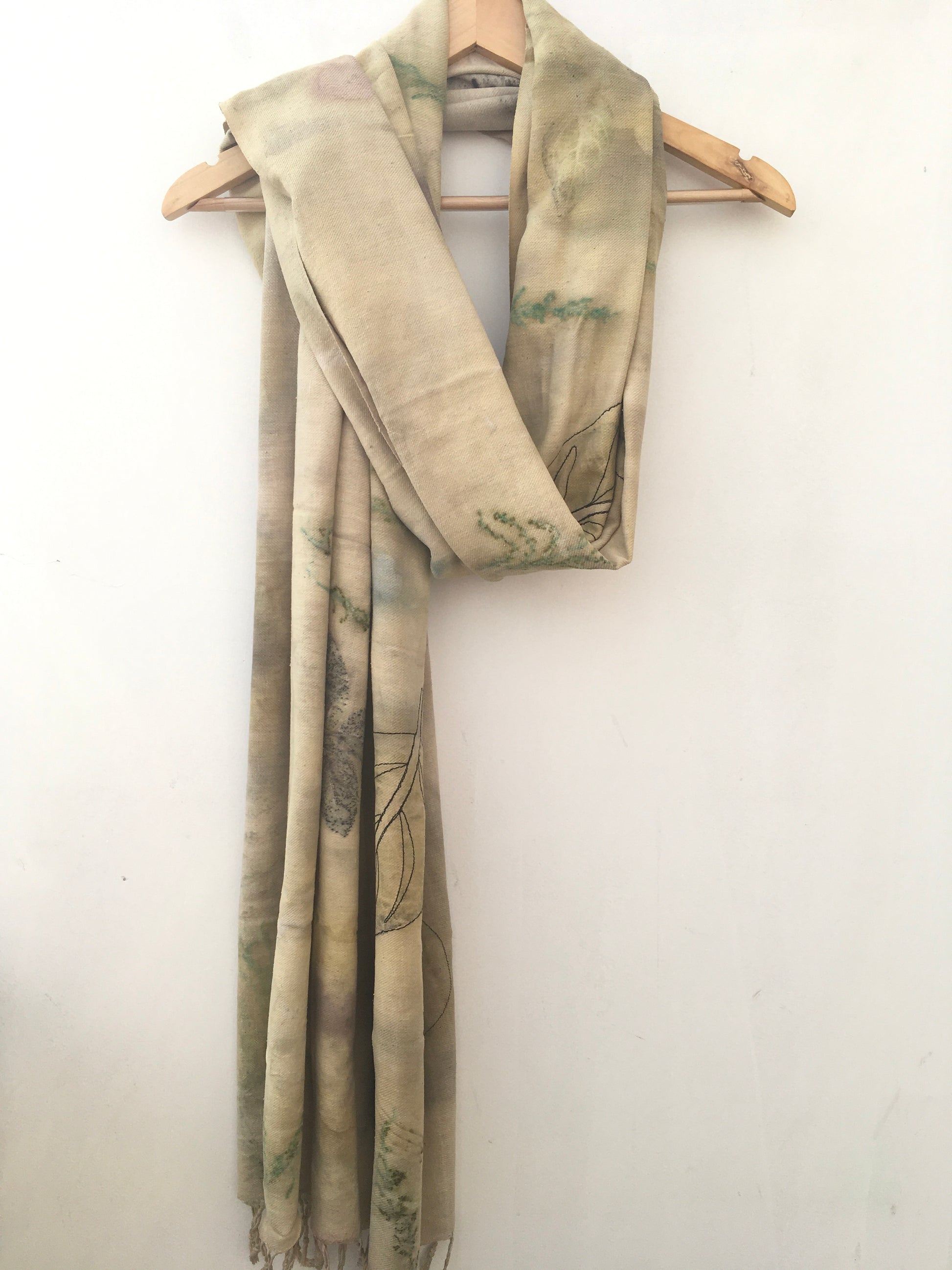 Ecoprinted Ahimsa (Eri) Silk Wrap Scarf
