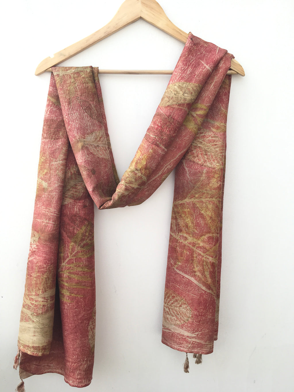 Madder Whisper Silk Scarf | Fern & Guava Leaf