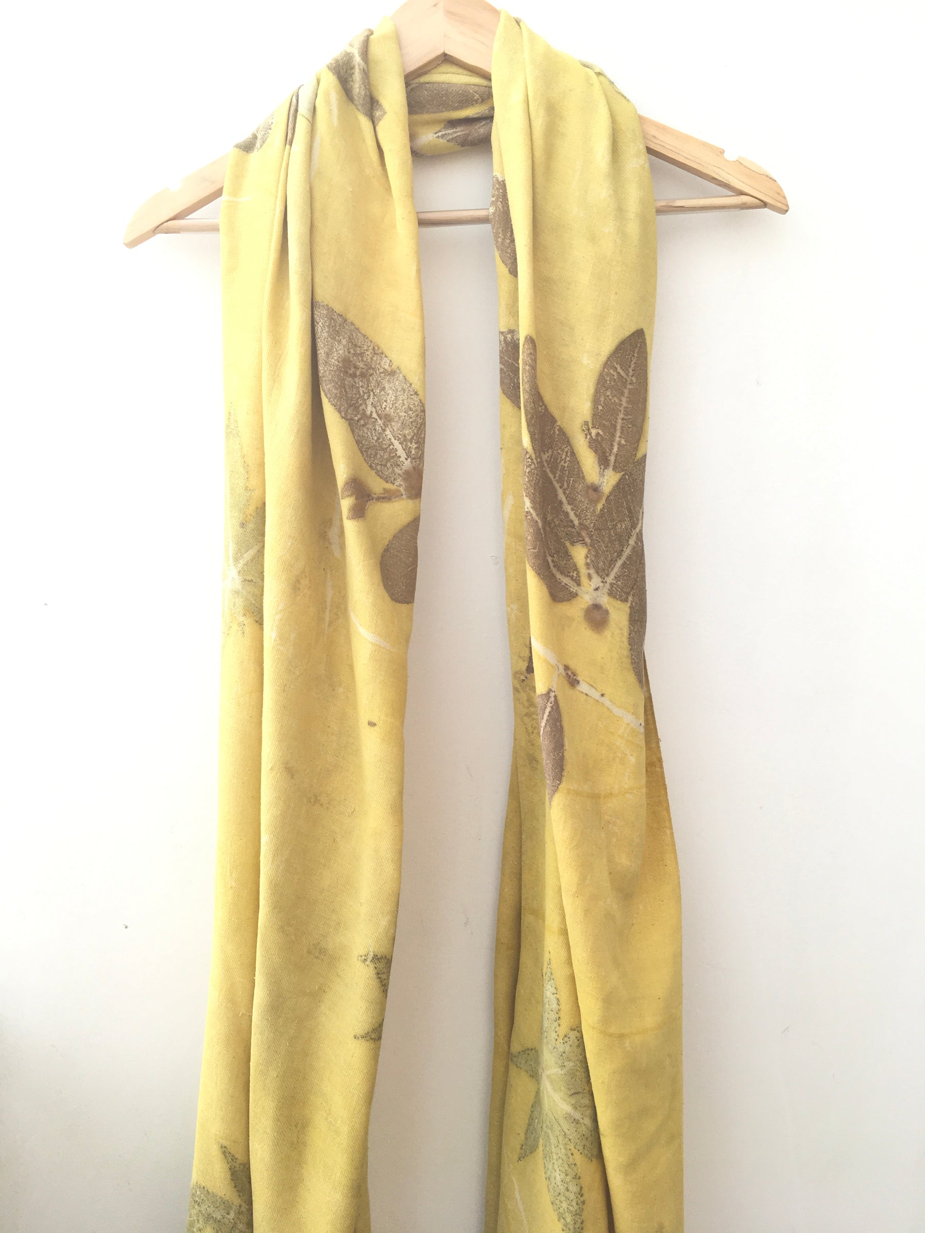 Bright marigold with jamun leaves ahimsa scarf image 2