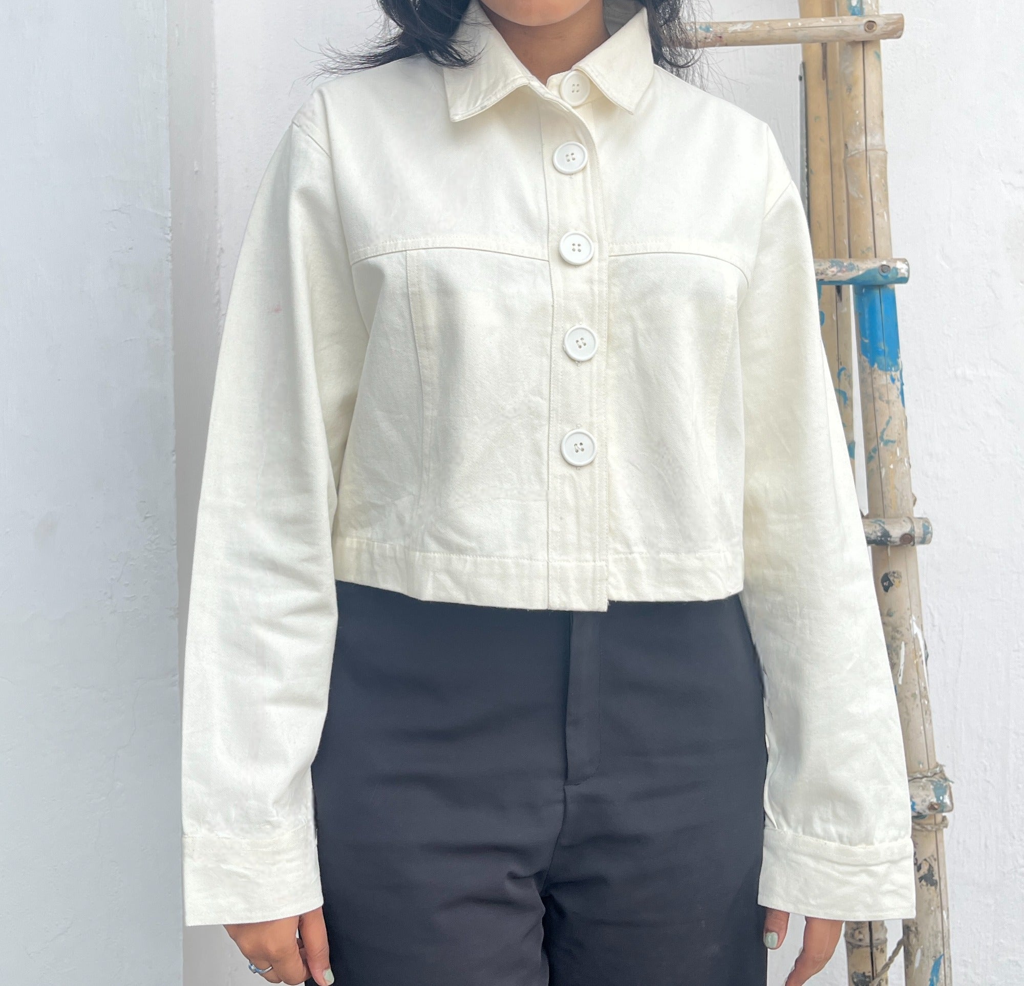 Ecoprinted Oversized Jamun Crop Jacket