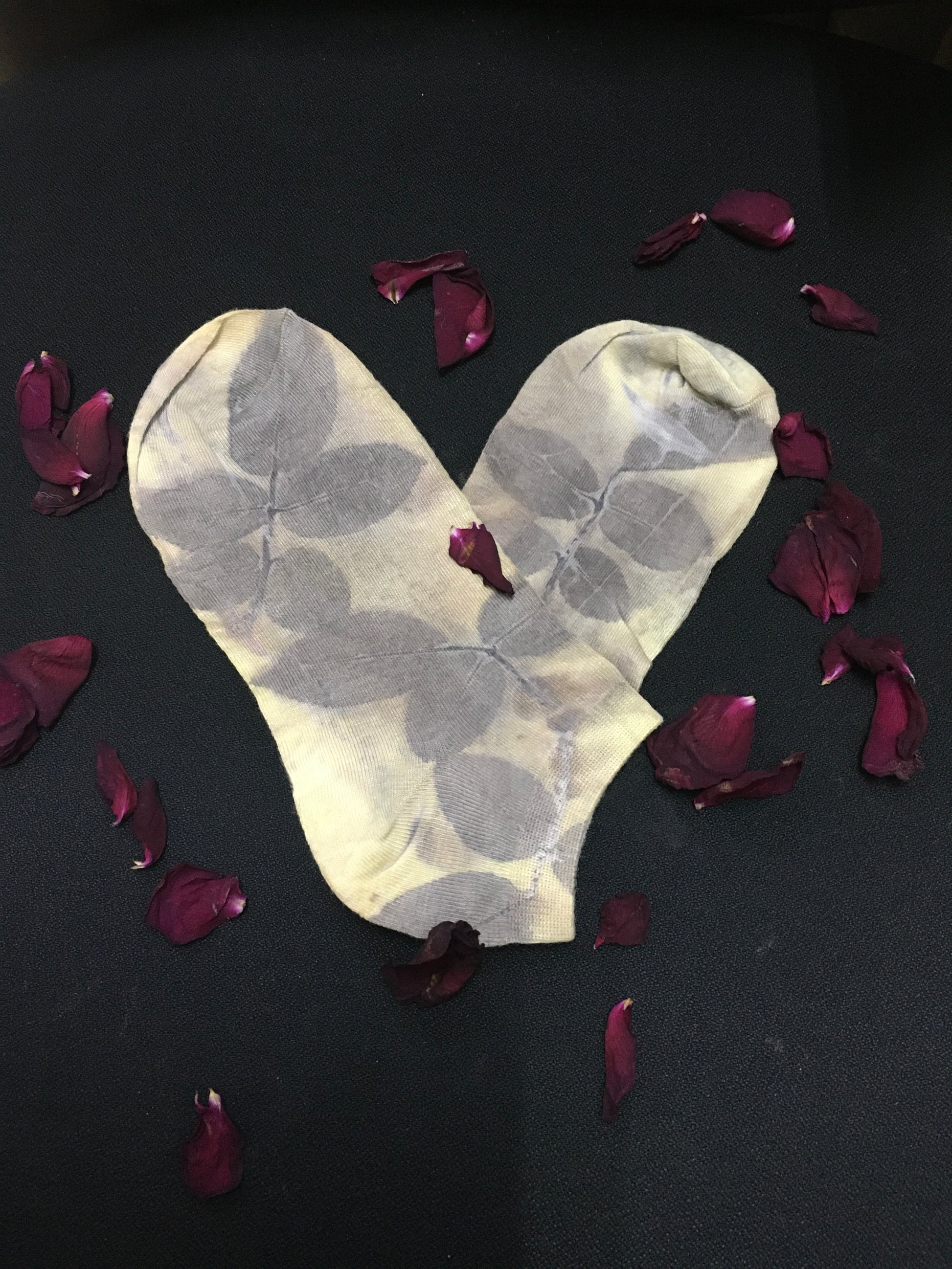 Marigold dyed with Rose leaves socks