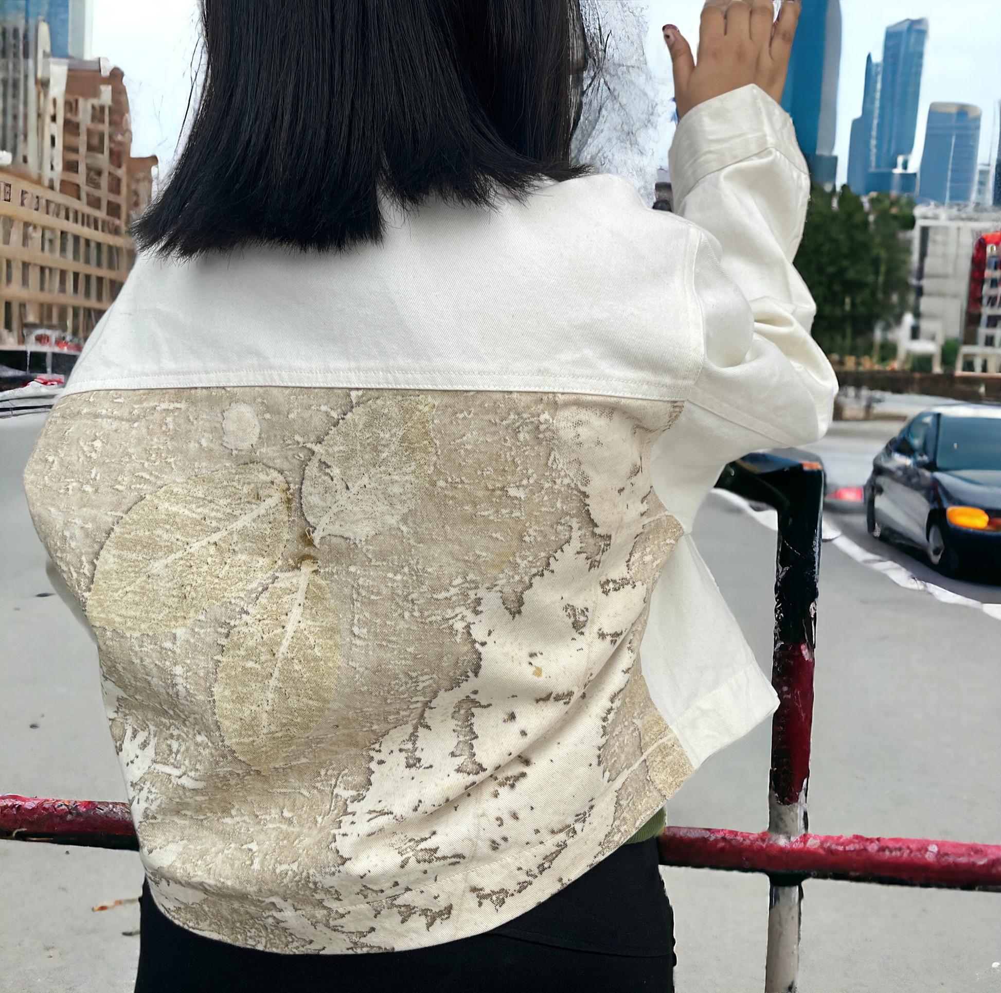 Ecoprinted Oversized Fern Crop Jacket