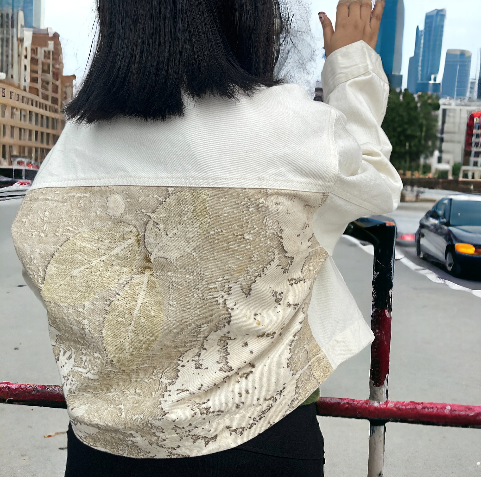 Ecoprinted Oversized Fern Crop Jacket